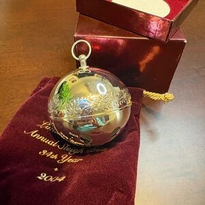 Wallace Silversmiths Silver Ornament with Green Accents